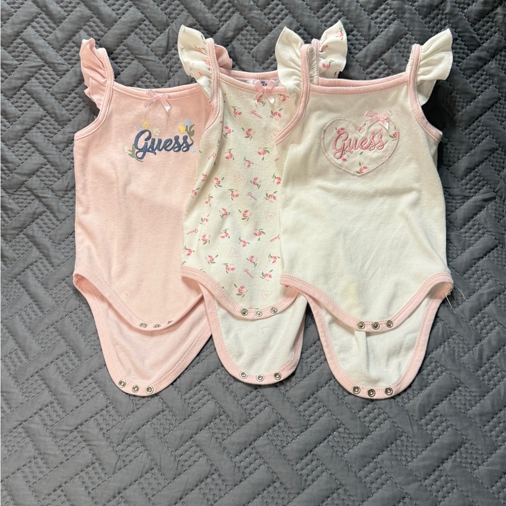 Guess Baby Girls' Pink and White Bodysuit Trio